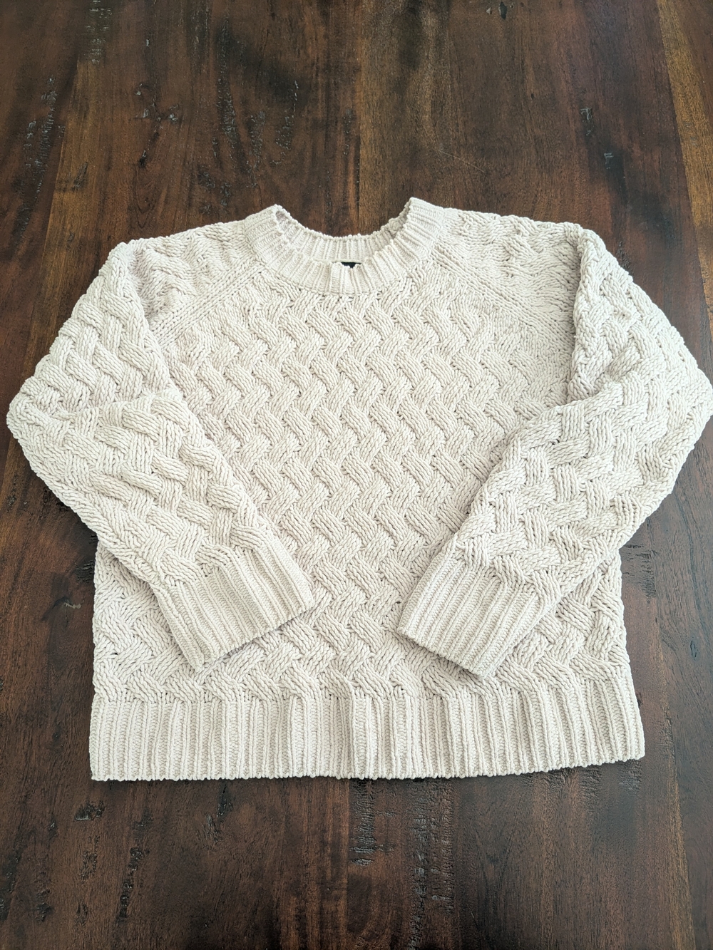 bobeau Cream Cable Knit Crewneck Sweater